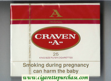 Craven A 25 king size filter cigarettes